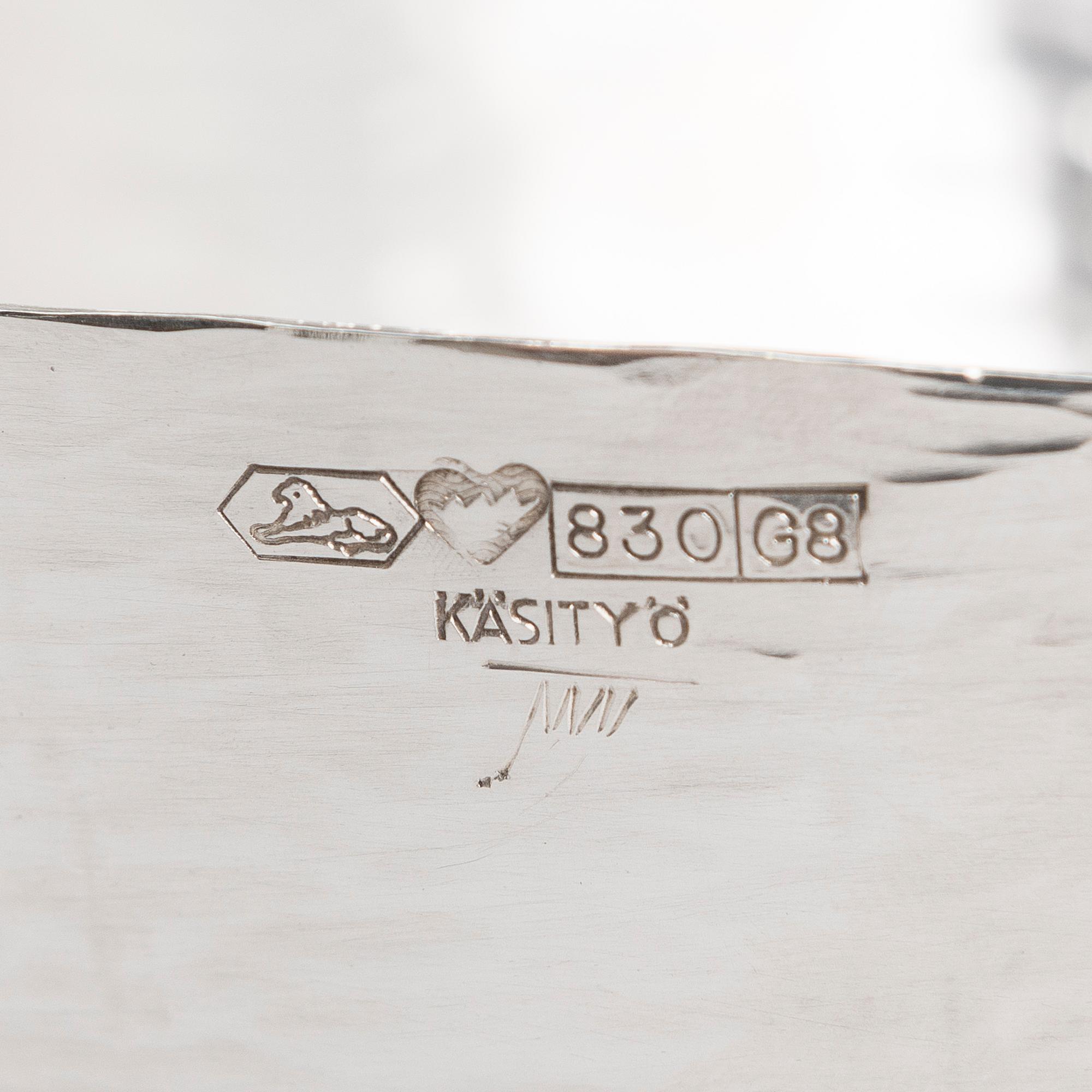 TAPIO WIRKKALA, Two silver bowls, marked TW, Kultakeskus oy, Hämeenlinna Finland 1975 and 1984.