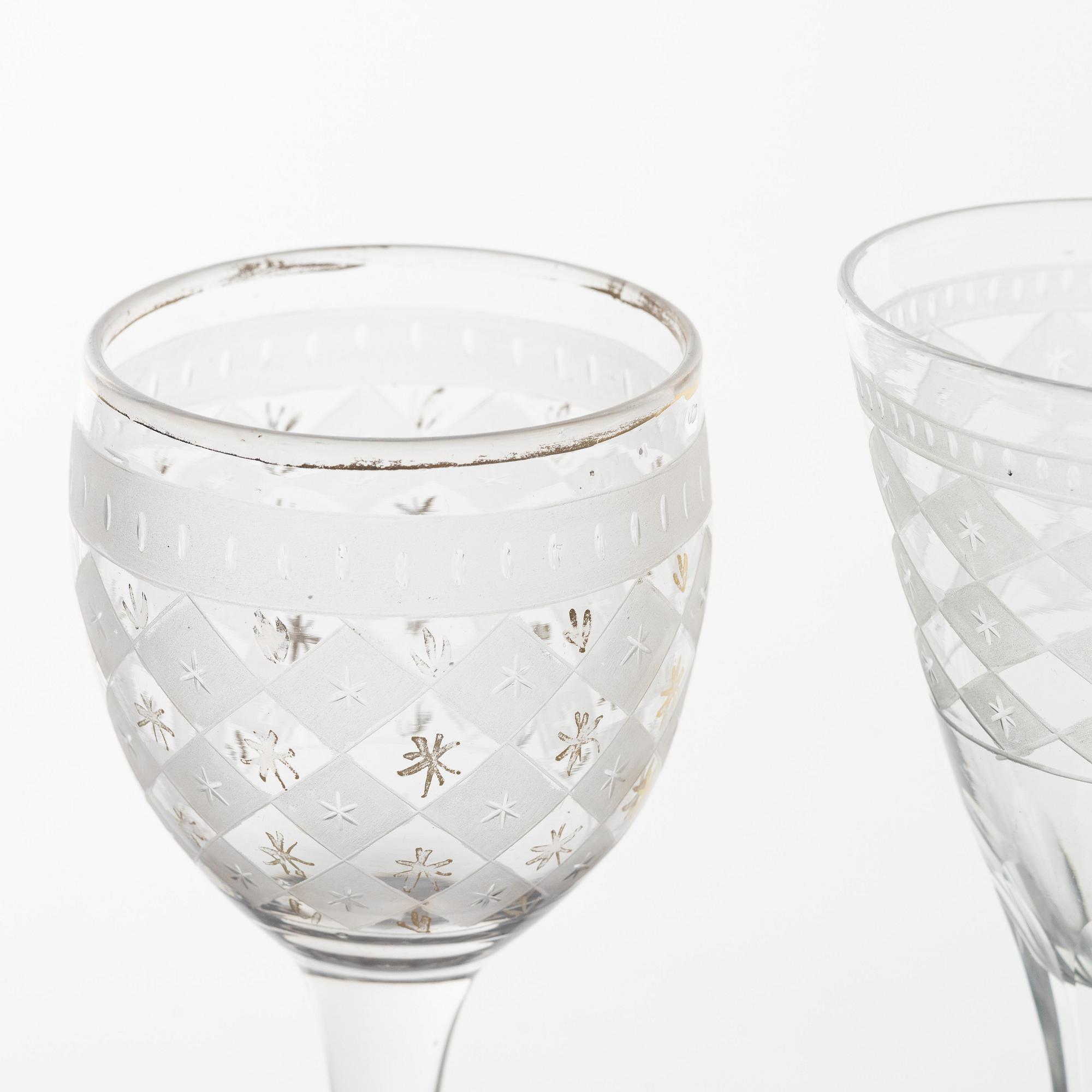 Starkvinsglas, 20 stycken, sengustavianska, olika manufakturer.