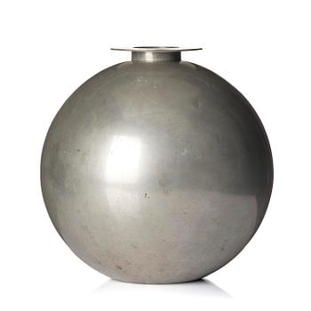 213. Wiwen Nilsson, a rare spherical modernist pewter vase, Ystad-Metall, Sweden, 1932.