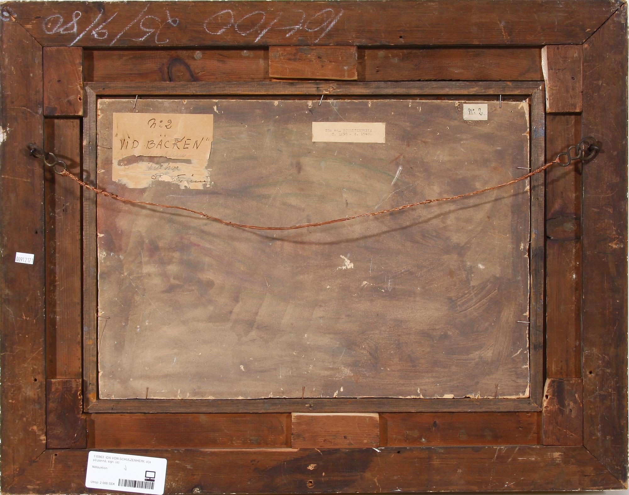 IDA VON SCHULZENHEIM, olja på pannå, sign.