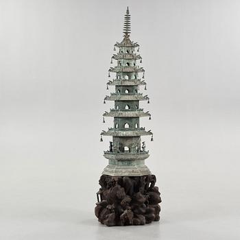 A large bronze pagoda, Qing dynasty (1644-1912).