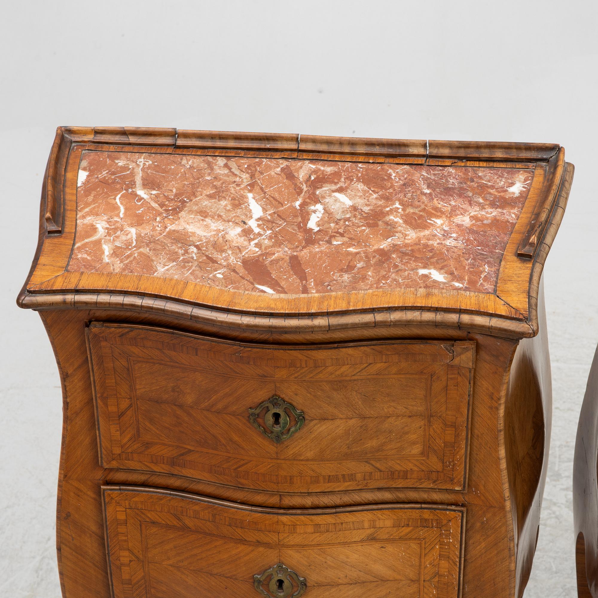 A pair of Chests of drawers, Louis XIV, probably Italy, mid-18th century.