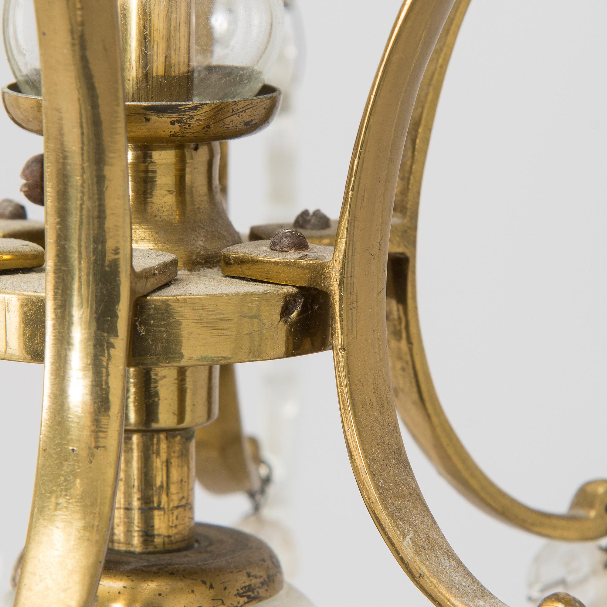 Paavo Tynell, kattokruunu/kristallikruunu, malli 1465/6, Taito 1900-luvun puoliväli.