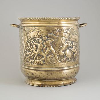 a 18th century brass flower pot.
