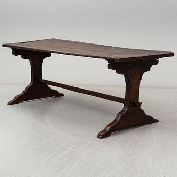 An 18th century oak table, England.