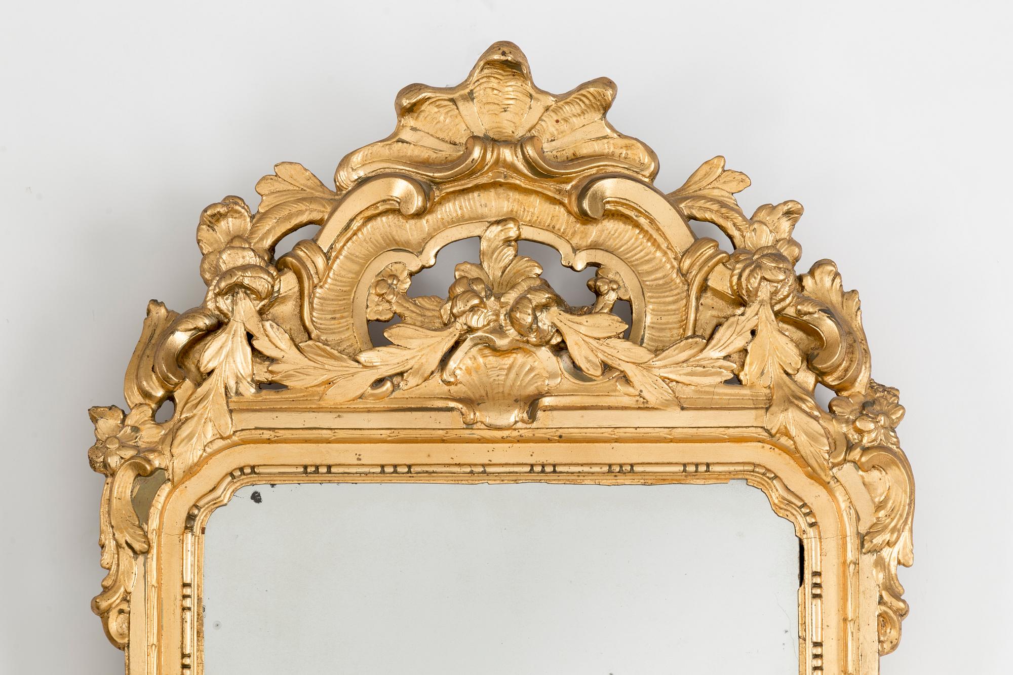 A Swedish Rococo 18th century mirror by Nils Meunier (master in Stockholm 1754-1797).