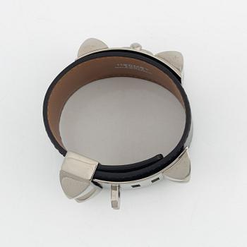 Hermès, a black Box calf skin 'Collier de Chien' bracelet, 1997.