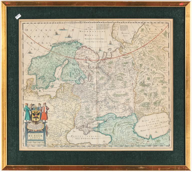 KARTA, kopparstick, "Novissima Russiae Tabula", H Hondius, 16/1700-tal.