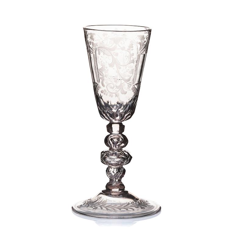 Pokal, glas. Böhmen, 1700-tal.