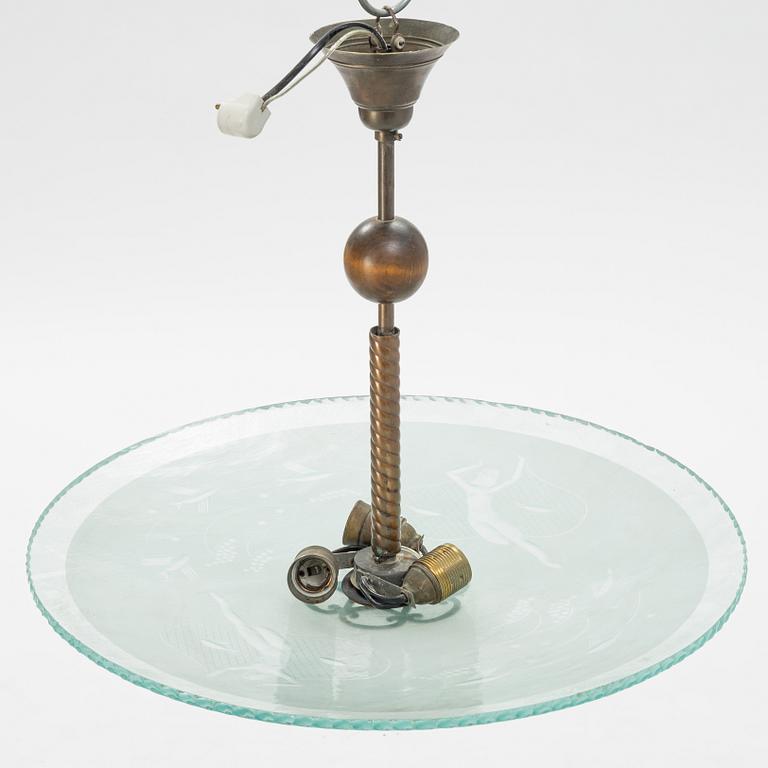 A Swedish Grace ceiling lamp, 1920's/30's.