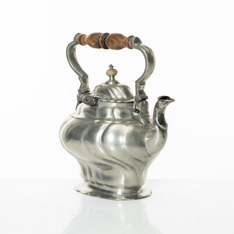A Rococo pewter teapotby P J Mattsson 1808.
