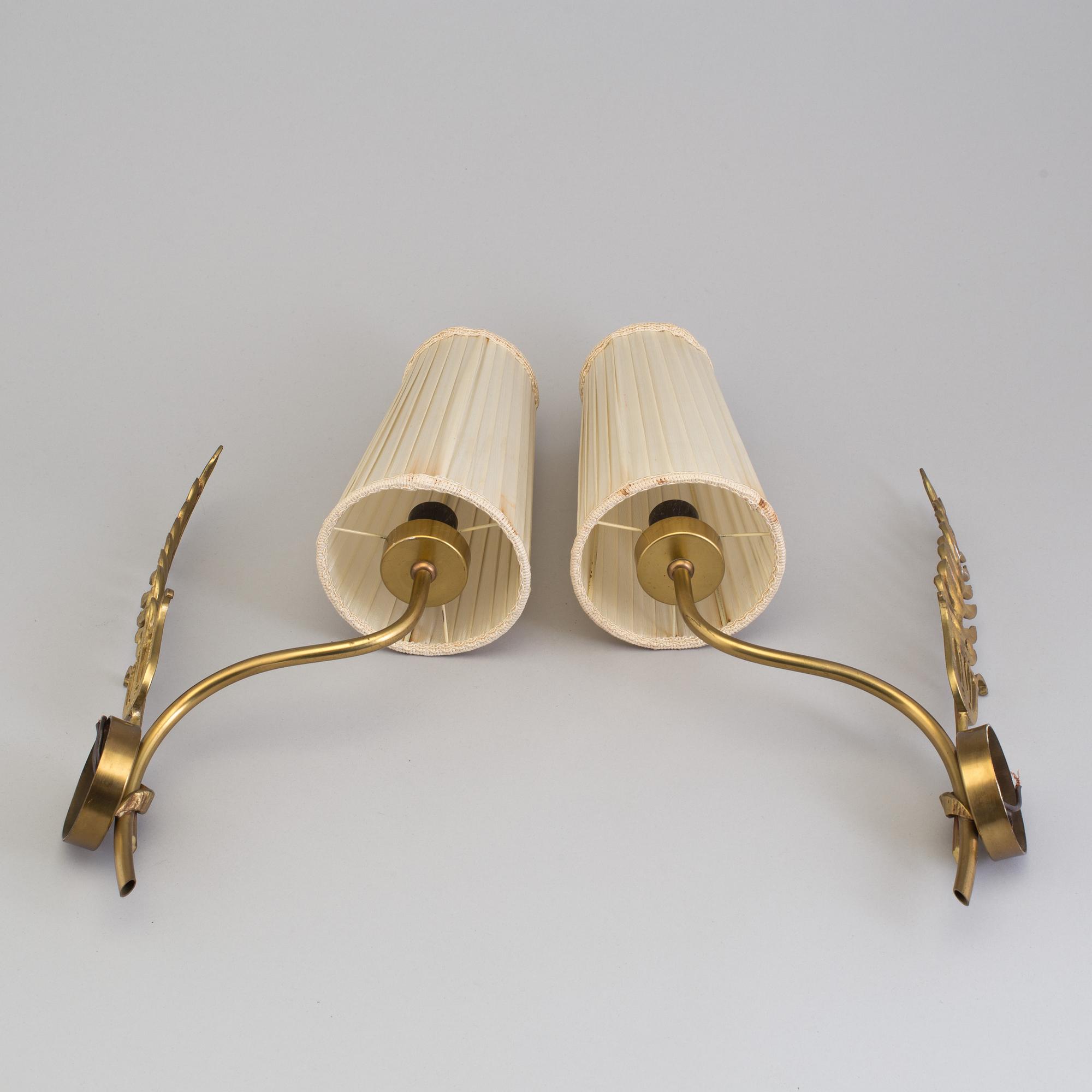 EINAR BÄCKSTRÖM, a pair of brass wall lights, Malmö, 1940's.