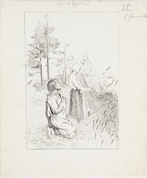 HANNA FROSTERUS, 15 teckningar, förlagor till Idyll och Epigram av J.L. Runeberg. Monogramsignerade, flera  dat 1887.
