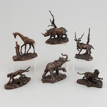 Donald J. Polland, after, six bronze sculptures, Franklin Mint, second half of the 20th century.