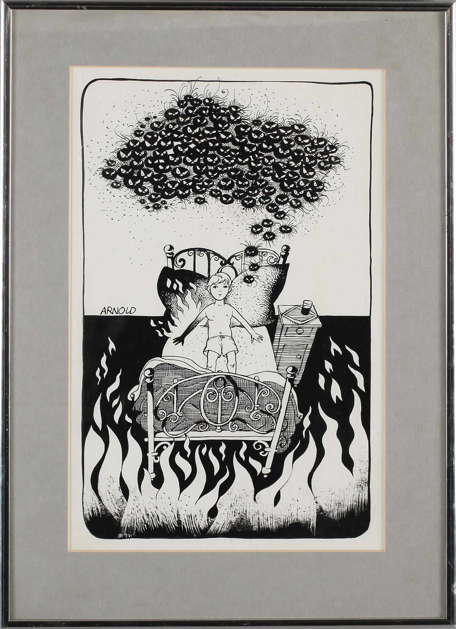 HANS ARNOLD, tusch, signerad.