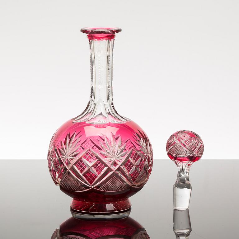 VAL SAINT LAMBERT, glasservis, VINGLAS, 12 st samt KARAFF.