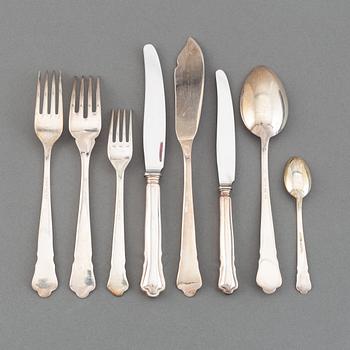 A swedish silver cutlery service, 'Chippendale', some Stockholm 1973. (133 pieces).
