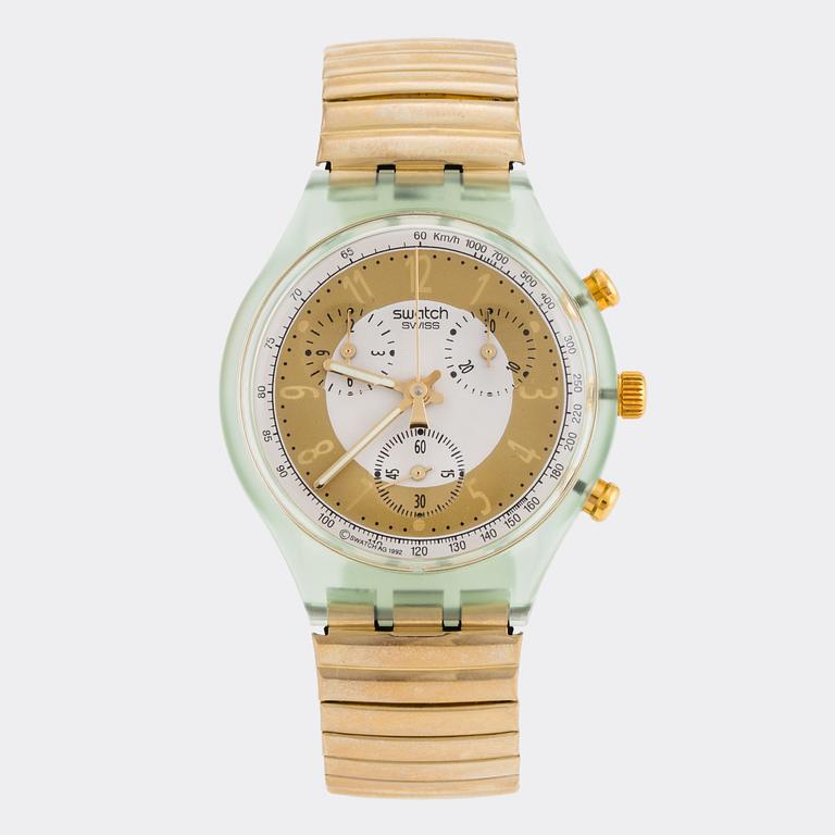 SWATCH, Chrono, Golden Globe, wristwatch, 37.3 mm.