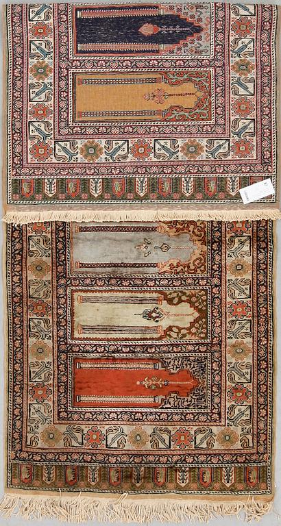 GALLERIMATTA, semiantik, Kayseri saff, delvis silke, ca 227x86.