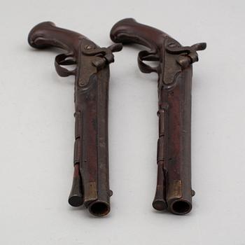 A pair of converted percussion pistols by Johan Franz Meidinger (Stockholm 1750-1769).