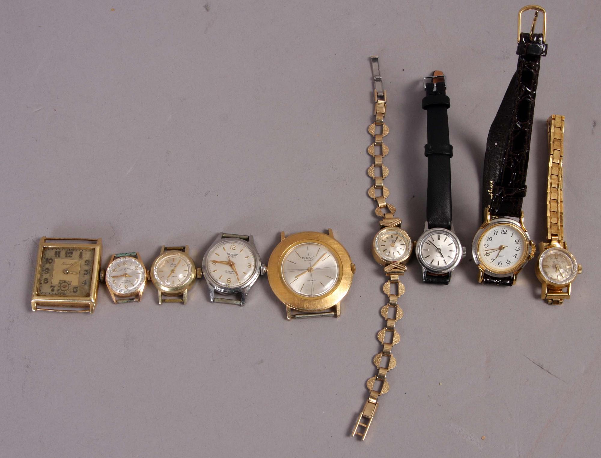 ARMBANDSUR, 9 st, bl a guldur.