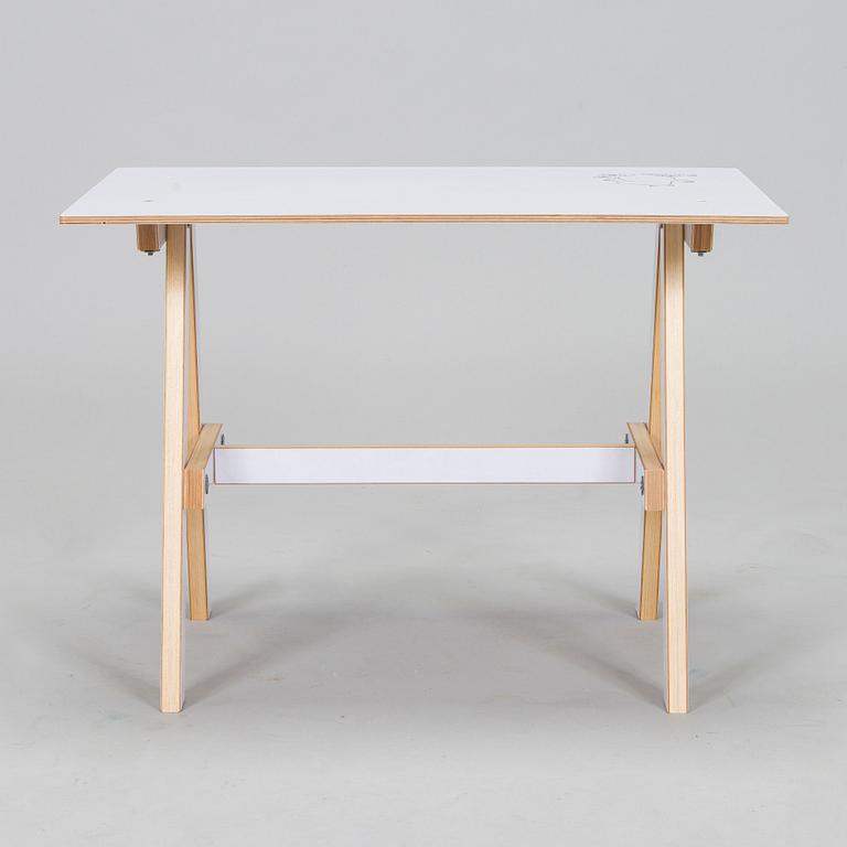 Yrjö Kukkapuro, Children's furniture, two 'Moomin S chairs'  and a table collaboration with Modeo and Moomin Characters.