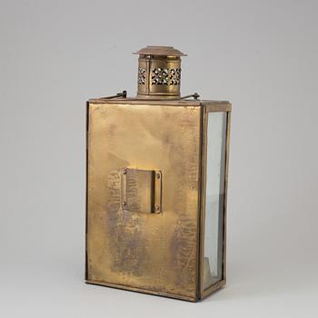 A 19TH CENTURY BRASS LANTERN, marked C M Hammar, Göteborg.