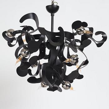 William Brand & Annet van Egmond, a black metal 'Kelp' ceiling lamp, Brand Van Egmond, 21st century.