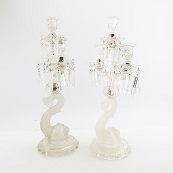 Candelabra, a pair, glass, 20th century.