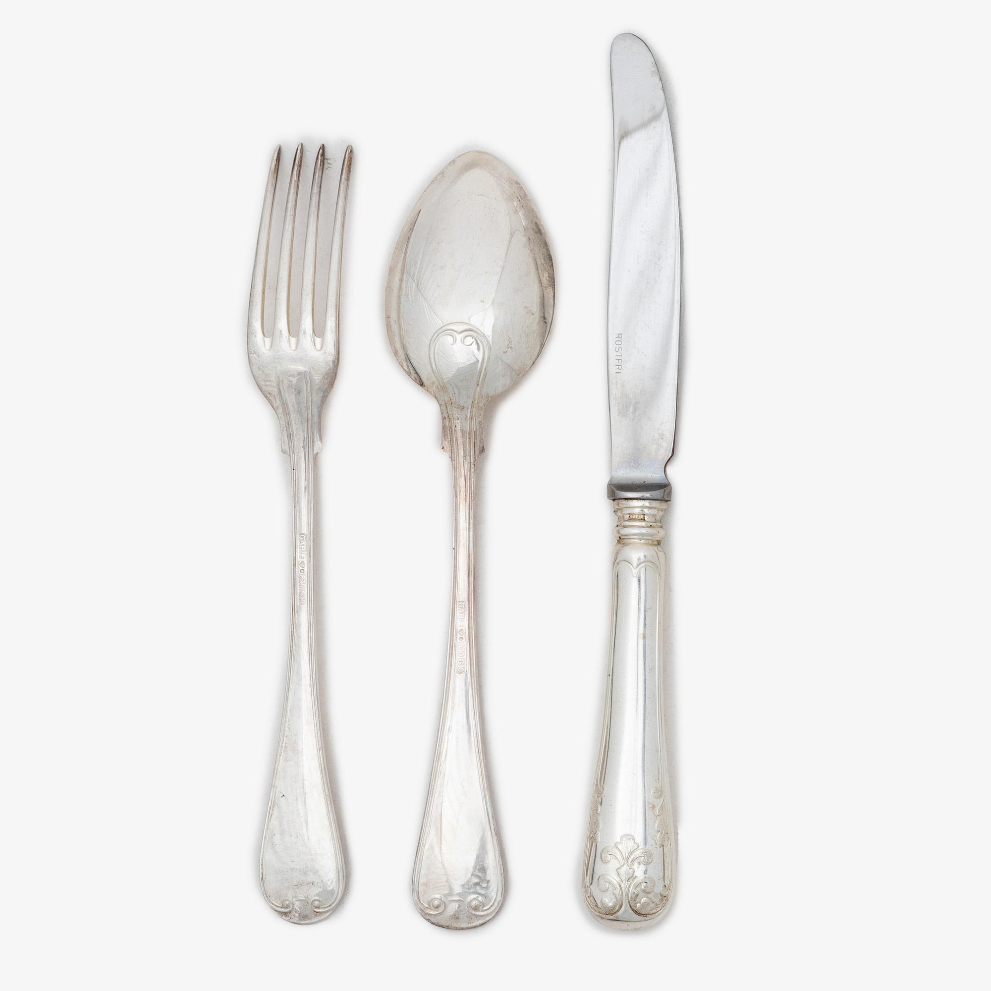 A Swedish silver cutlery set, 'Gammal Fransk', mark of GAB, Eskilstuna 1981-1982 (18 pieces).