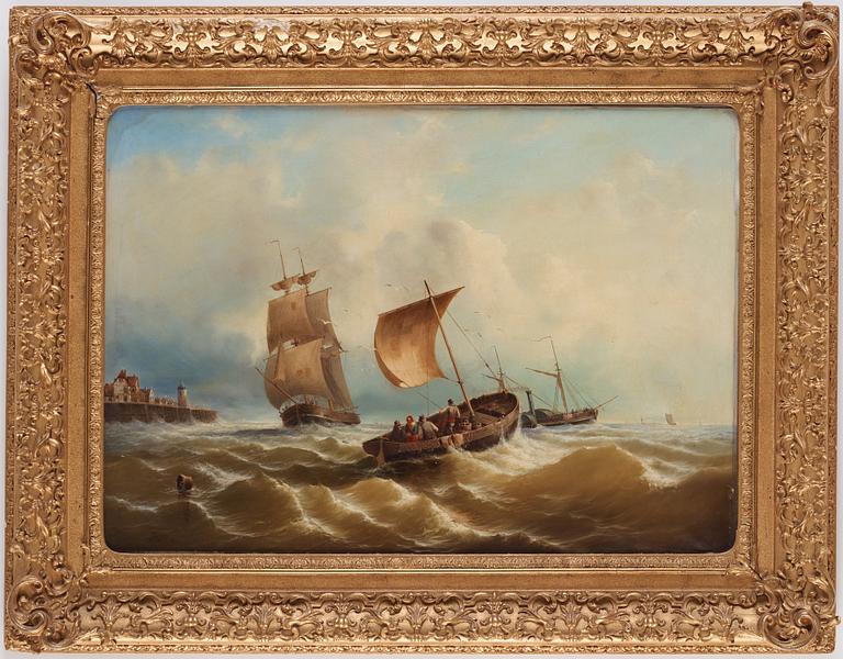 Ferdinand Friedrich Weiss, Marine with sailing ship off the coast.