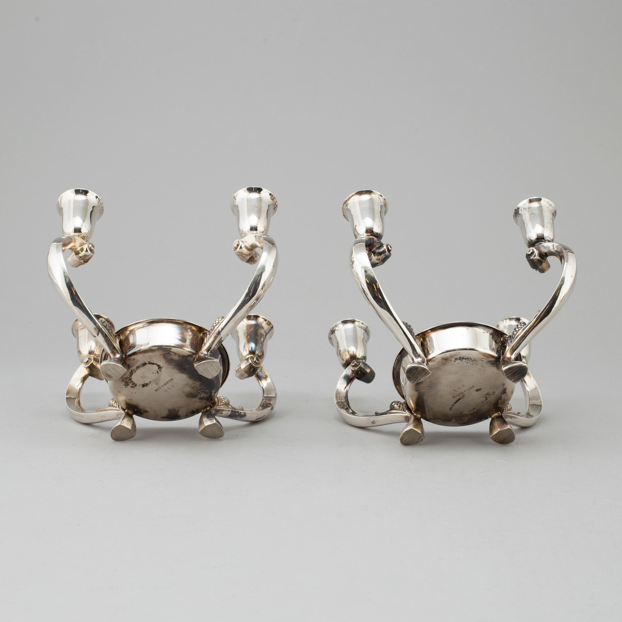 A PAIR OF SILVER PLATE CANDLE EPERGNE CENTREPIECES,  Reed & Barton, first half of the 20th century, USA.