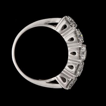 A diamond, circa 2.14 cts in total, ring.