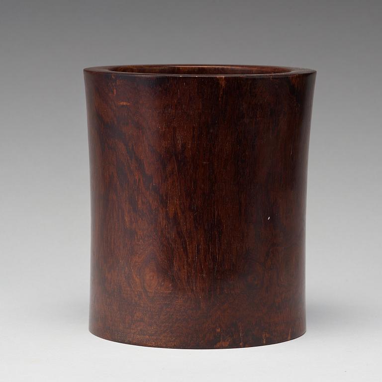 A Chinese wooden brush pot, 20th Century.