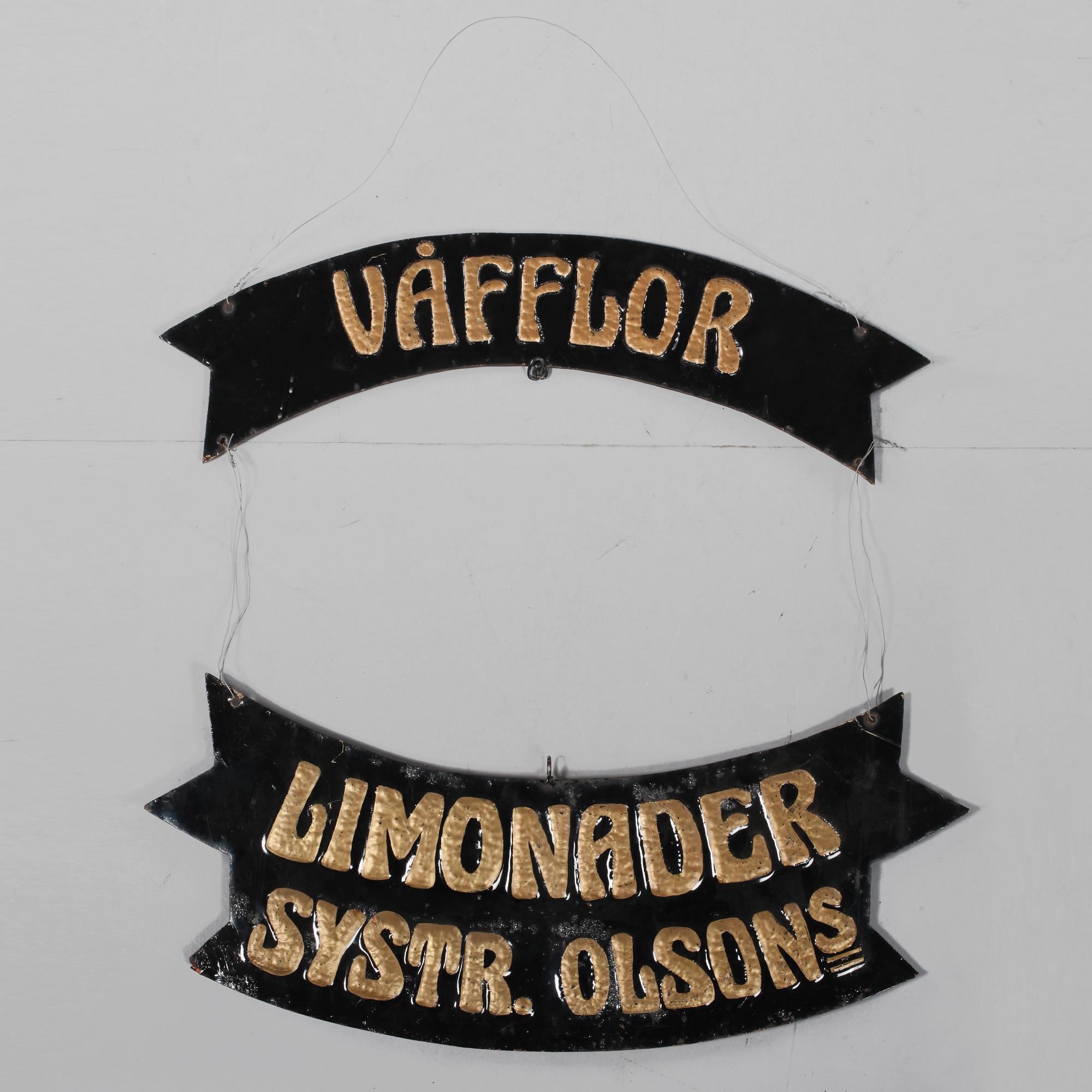 SKYLT, plåt, 1900-talets första hälft.