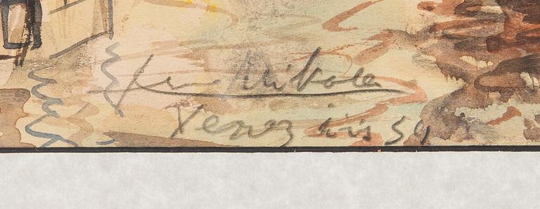 Armas Mikola, akvarell, signerad och daterad -54.