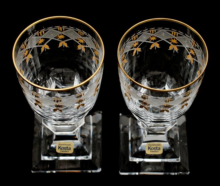 LIKÖRGLAS, 8 st, glas, "Kosta junior", Kosta, 1900-talets andra hälft.