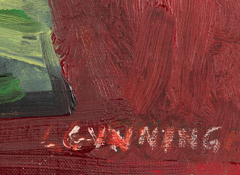 Lars Gynning, duk, Hästar i solnedgång.