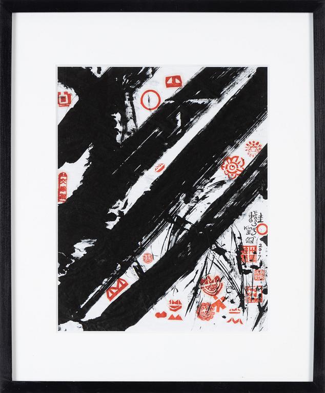 Kwok Mang Ho (Frog King), mixed media, signed and dated 2017.