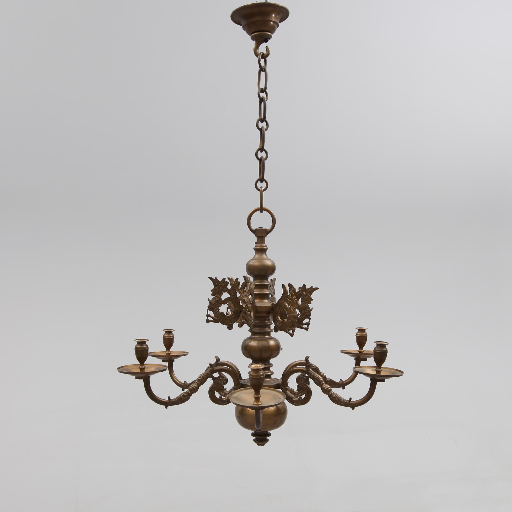 LJUSKRONA, mässing, 1900-tal. Höjd ca 70 cm.