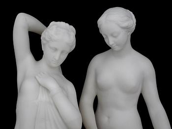 SKULPTURER, 2 st, parian, Gustafsberg 1920-tal.