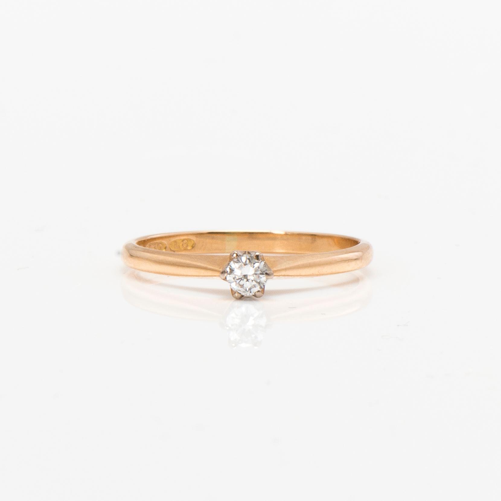 SORMUS, 18K kultaa, timantti n. 0.1 ct. Kupittaan Kulta Oy, Turku 1988.