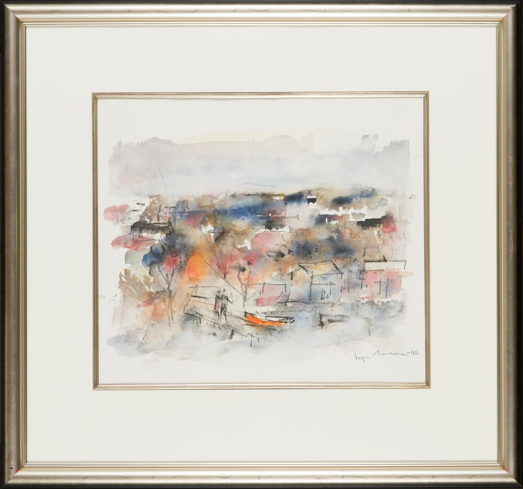 Egon Meuronen, watercolour, signed and dated -92.
