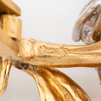 GAUDY,  Örhängen ett par med odlade 'South Sea' pärlor,  citriner och briljanter. 18K guld och emalj.