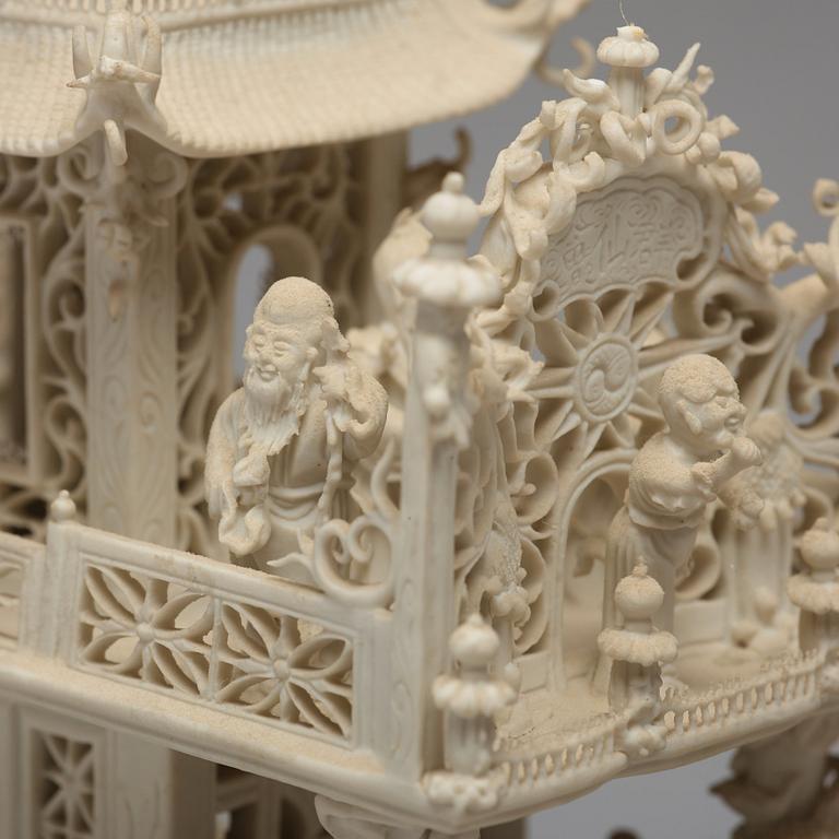 A biscuit porcelain dragon boat of 'Assembly of Immortals', Qing dynasty, Daoguang, signed Chen Guozhi, 19th century.
