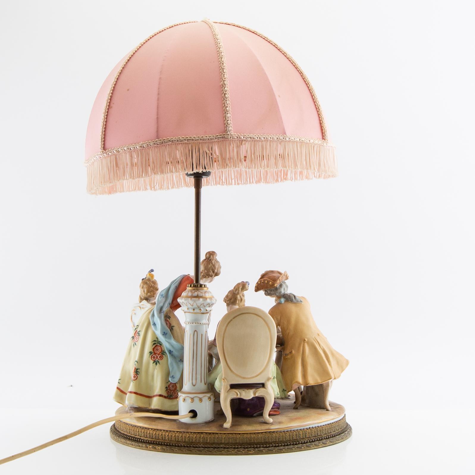 Table lamp Capo di Monte similar mark 20th century porcelain.