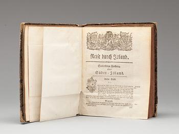 BOK, "Reise durch Island" av Eggert Ólafsson och Bjarni Pálsson, Copenhagen und Leipzig,  1774.