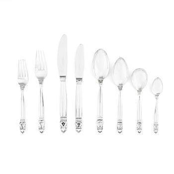 Johan Rohde, a set of 86 pcs of sterling and stainless steel 'Acorn' flatware, Copenhagen 1945-77.