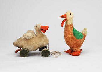 920. A set of two German Steiff ducks, 1920s.