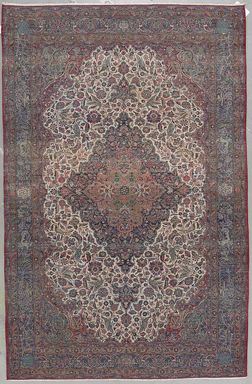 MATTA, semiantik Keshan, part silk, möjligen Dabir, ca 205x135.